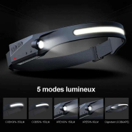 Lampe Frontale Led 2023 Rechargeable Torche Frontale Puissante Etanche USB 1200mAh COB XPE 5 Modes lumineux_1