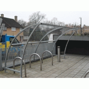 Abri vélo semi-ouvert Paris - structure en acier galvanisé ou revêtement poudre - bardage en polycarbonate 5 mm - pour 10 vélos_2