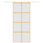 Vidaxl porte coulissante doré 90x205 cm verre esg dépoli et aluminium 155188_1