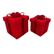 Cadeau velours rouge ruban rouge 31x31x35cm_1