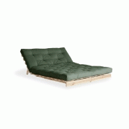 Canapé convertible futon ROOTS - pin naturel - coloris vert olive - couchage 140x200 cm - design scandinave et japonais_1