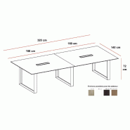 Grande table de réunion rectangulaire X7- Officity. - Blanc 9010, Noyer canaletto, 320_1