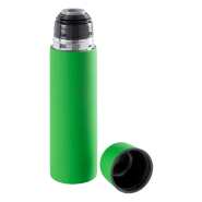 Thermos en acier inoxydable - finition caoutchoutée - 500 ml - couleur verte - livré avec boîte en papier_1