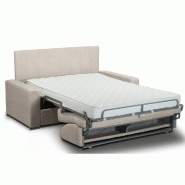 Canapé lit CanapExpress - Lattes 160cm - Matelas Memory 22cm - Tête de lit intégrée - Cuir vachette beige_1