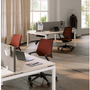 Bureau d'entreprise open space sobre et élégante - TÉOS Columbia avec pieds fixes ou réglables, plateau antibactérien et gestion des câbles_1
