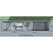Pool house Kub 2 - espace terrasse et stockage pour local technique piscine - container 40 pieds contemporain_1