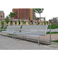 Banc public Vallès UM340 - Piètement acier Ø40mm - Siège et dossier en tôle perforée 2mm avec traitement Ferrus_1