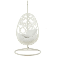 Fauteuil suspendu VANA - Aluminium et roseau blanc - Intérieur/extérieur - Bohème chic - Capacité 125 kg_1