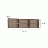 SURMEUBLE 6 NICHES DE RANGEMENTS POUR LIT ESCAMOTABLE HORIZONTAL 140 X 200 CM HAUTEUR 56 CM FINITION CHÊNE NATUREL_1