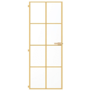 Vidaxl porte intérieure mince doré 76x201,5 cm verre trempé aluminium 155144_1