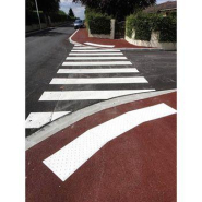 Bande podotactile pour l'extérieur à coller - Bande d'éveil à la vigilance (BEV) blanche en résine méthacrylate_1