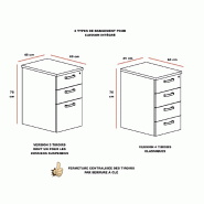 Bureau Idea Tube avec caisson - Quadrifoglio - 180, Anthracite, Orme, Droite, 3 tiroirs_1