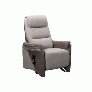 Fauteuil relax releveur électrique Zilia - bi-moteur, microfibre mastic/brun taupé - têtière ajustable_1