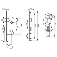 Serrure encastrable pour porte d'entrée - Z/BC - Réversible, acier embouti, axe 40 mm_1