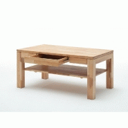 Table basse LUANDA 115 x 70 cm en hêtre massif huilé et ciré - 1 tiroir et étagère basse_1
