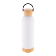 Thermos - Bouteille isotherme double paroi en acier inoxydable avec couvercle et base en bambou - 500 ml_1