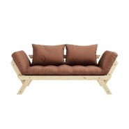 Banquette méridienne futon BEBOP - Pin naturel - Coloris brun argile - Couchage 75x200 cm - Convertible lit d'appoint_1
