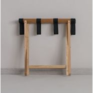 Porte-valises en bois naturel - cadre en bois massif avec bandes de nylon solides_1