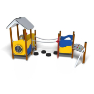 Structure multi-jeux 3 à 5 ans - UniMini Boren 8098205 - Hags - Jaune/Bleu avec fondation à enterrer_1