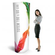 Totem en carton elliptique Bikom - 60x190 cm - pliable avec pieds en Akilux et options personnalisables (PLV)_1