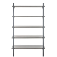 Étagère murale RIGZ - 5 planches en bois et métal gris - Design moderne - L121 x H190 x P40 cm_1