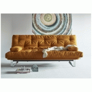 Innovation Living - Canapé convertible clic-clac Minimum - Lit 140x200 cm - Capitonné tissu Elegance Curry - Design moderne et haut de gamme_1