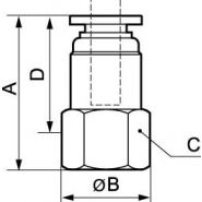Raccord droit femelle cylindrique - Prevost - RPD FG - pression d'utilisation 0 à 10 bar - polymère et laiton nickelé_1