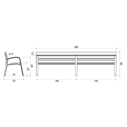 Banc public Modo - 300 cm - 6 lames en bois exotique - Piétement en fonte ductile - Visserie en acier zingué_1