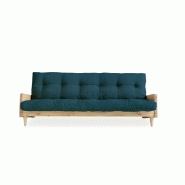 CANAPÉ 3 PLACES CONVERTIBLE INDIE STYLE SCANDINAVE FUTON BLEU PROFOND COUCHAGE 130*190 CM._1