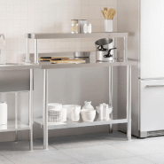 Vidaxl table de travail de cuisine avec étagère 110x55x120 cm inox 3208900_1