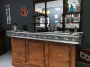 Comptoir n°106 - Chêne massif - Ancien restauré avec dessus en étain alimentaire et bordure n°5_1