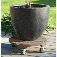 Support à roulettes bois - Flora Roll Color - Taupe - 40 cm_1