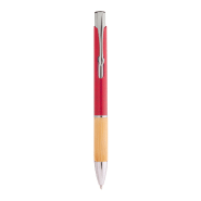 Stylo bille écologique en paille de blé - grip bambou - encre bleue - couleur rouge - 7,5g_1