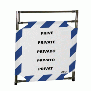 Barrière d'intervention 1 panneau - Rayé Bleu / Blanc (Privé) / 1000 / INOX 304_1