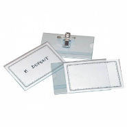 Badges à clips + pinces 55x86mm - PVC - par 50 avec étiquettes_1