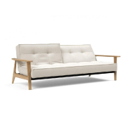 Canapé-lit design Innovation Living Splitback Frej - Convertible 115x210 cm - Accoudoirs bois - Tissu bouclé Off White_1
