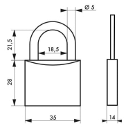 Cadenas à clé Mach 2 - 35 mm - Corps laiton monobloc - Anse acier cémenté nickelé - Marque Thirard_1