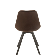 Chaise design RATRI - tissu marron foncé, pieds métal noir - confortable et robuste_1