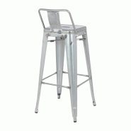 Tabouret haut en acier galvanisé avec dossier Bistro (paquet de 4) | Bolero - DL877_1