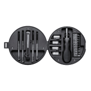 Set d'outils - 20 pièces dans un étui en plastique en forme de roue de voiture - couleur noire_1