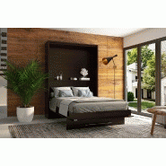 Armoire lit escamotable Mykonos Wengué - Couchage 140x200 cm - Ouverture assistée et design chic_1