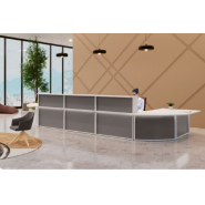 Banque d'accueil Élégance - voile de fond plexi satiné ou brillant, structure en panneau mélaminé double face_1