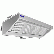 Hotte murale inox 2m20 avec moteur, régulateur, filtre et éclairage | Profondeur 900 mm_1