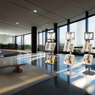 Porte-messages Cadro-Clic® - 1 porte-affiche A4 portrait ou paysage et 2 étagères réglables - Réf.214034_1