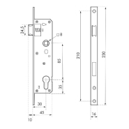 Serrure encastrable pour porte d'entrée - A30 EA85MM T16 - Coffre acier, têtère inox et pêne nickelé_1