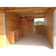 5 boxes et abri 3x3 Pro - BOX033 - LCI Cheval - parois bois Douglas 48mm, poteaux métal galvanisé_1