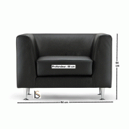 Fauteuil d'accueil cuir noir Cube_1