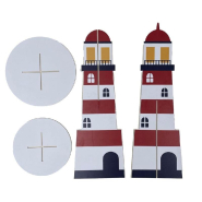 Présentoir phare en carton 3D avec deux plateaux H80 cm_1