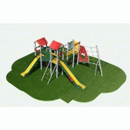 Structure de jeux combinées - 3 tours avec toboggans, maisonnette Neo - Modèle Neo31211I - Créa Équipements_1