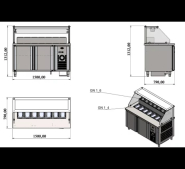Vitrine de présentation - 1500 mm (refroidissement par ventilateur) Avec espace pompe à sauce - Référence : MCF.BSS.40.SOS_1